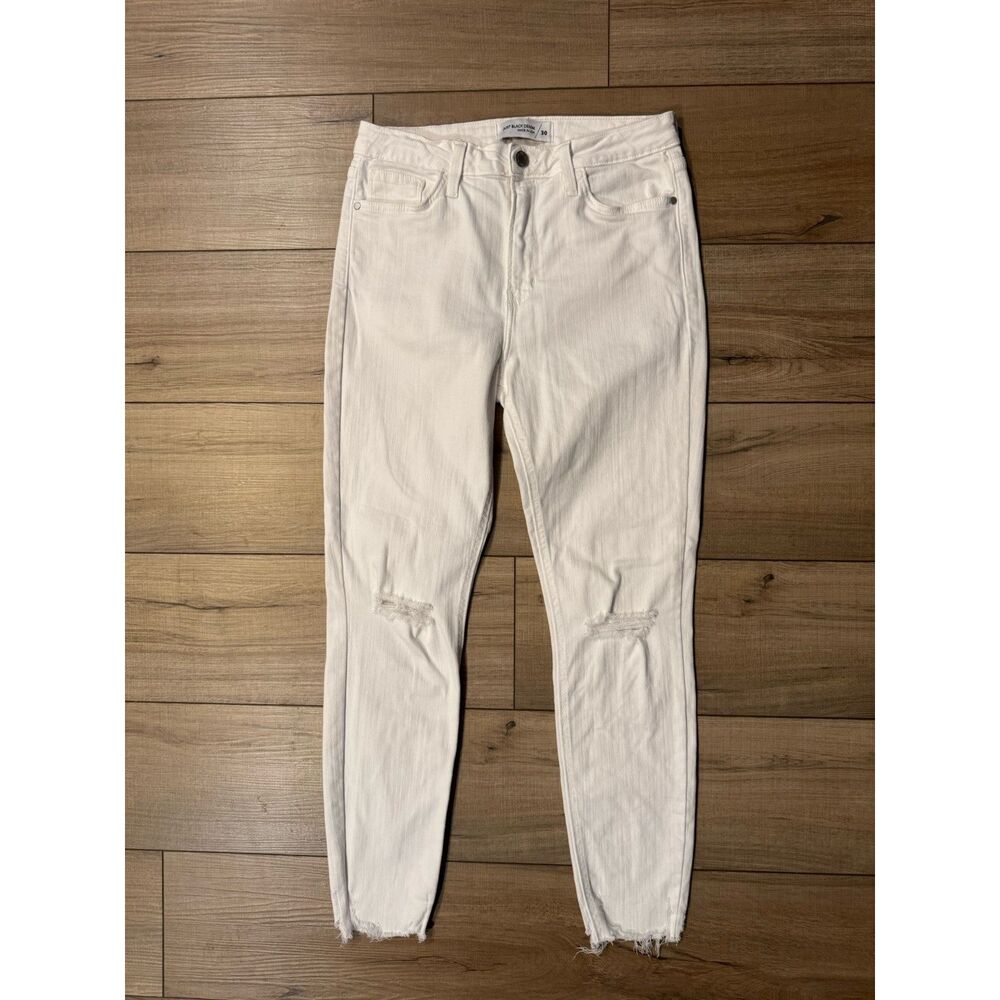 Just Black White Skinny Jeans with Knee Slits